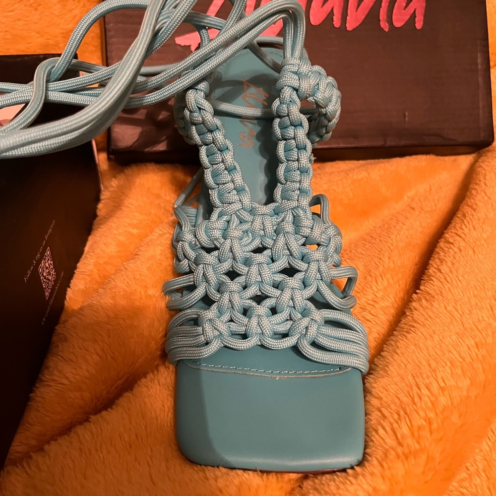 Liliana Turquoise Braided Sandals - Picture 2 of 10